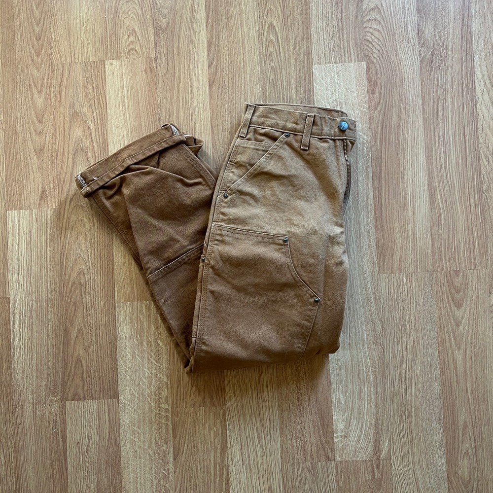 Carhartt Double Knee Duck Canvas Work Pants Brown 29x30 fits 29x28 USA B136 BRN